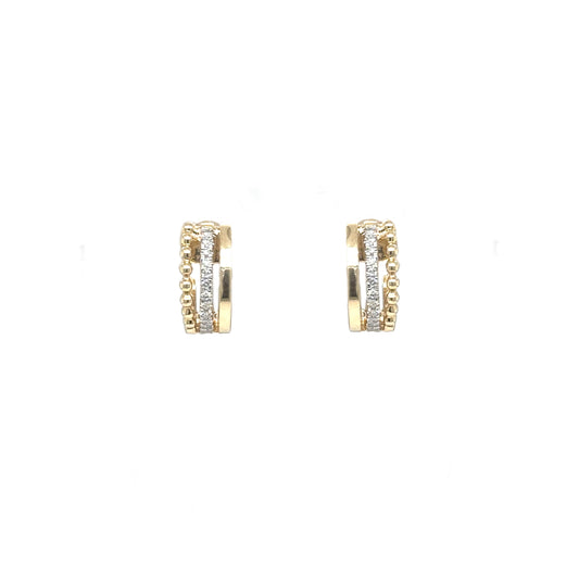 3 Row Bead and Diamond Huggies