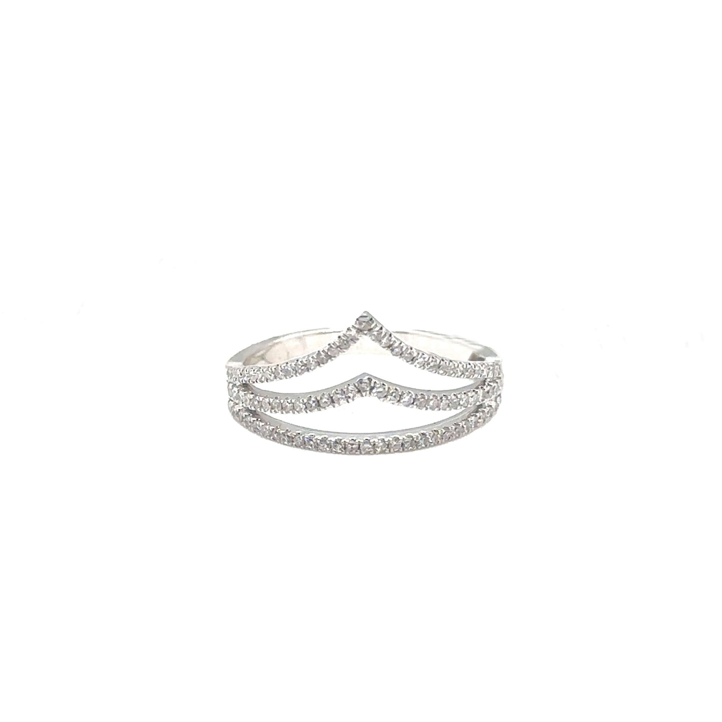 Triple Row Diamond V ring