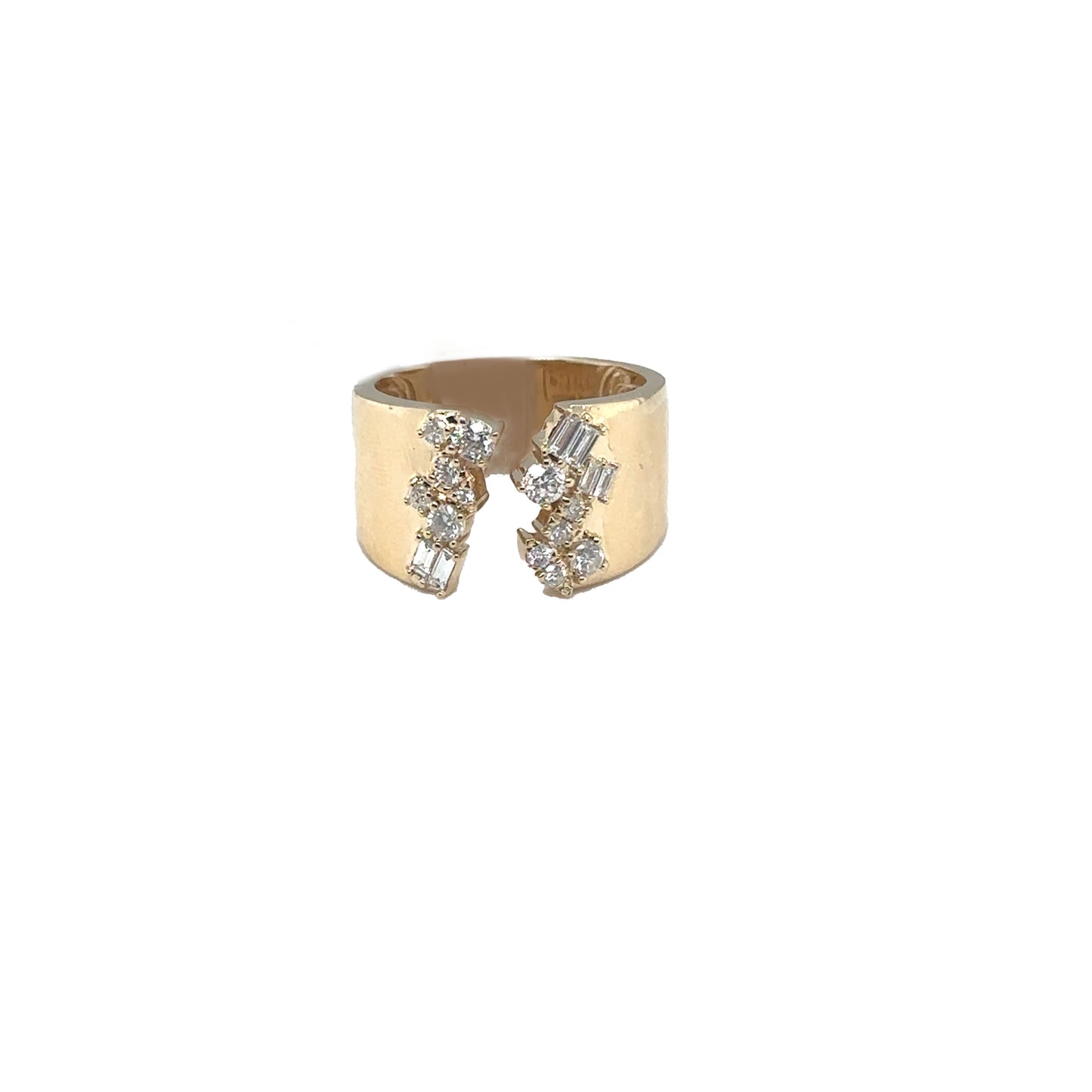 Statement Open Cigar Ring with Multi-Shape Diamonds