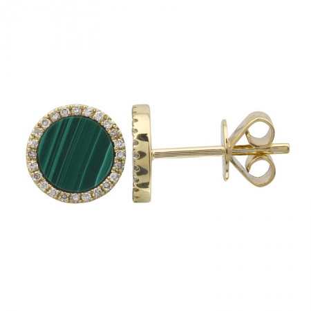 Malachite Diamond Halo Studs