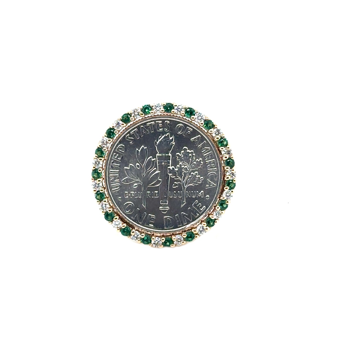 1.5pt Emerald and Diamond Dime setting