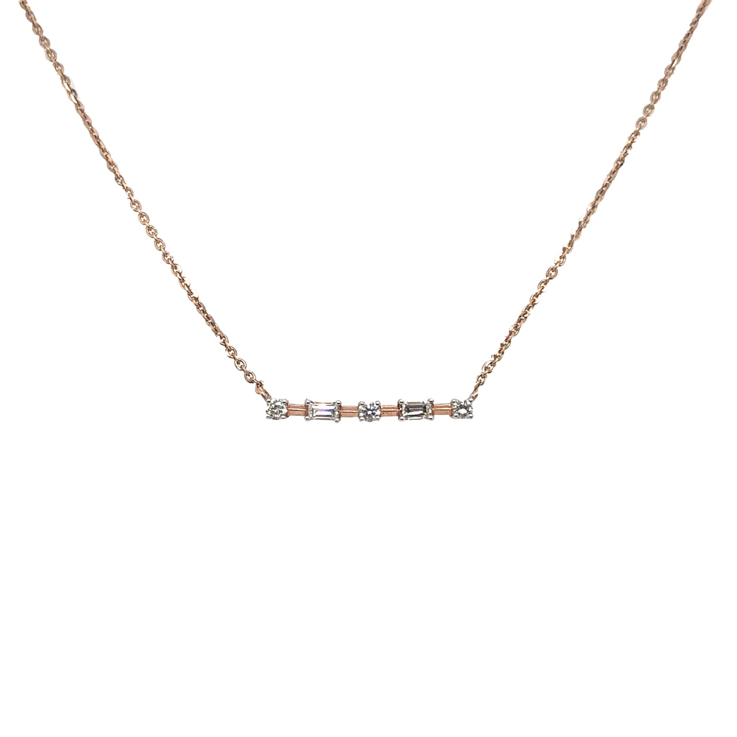 Baguette Pattern Diamond Bar Necklace