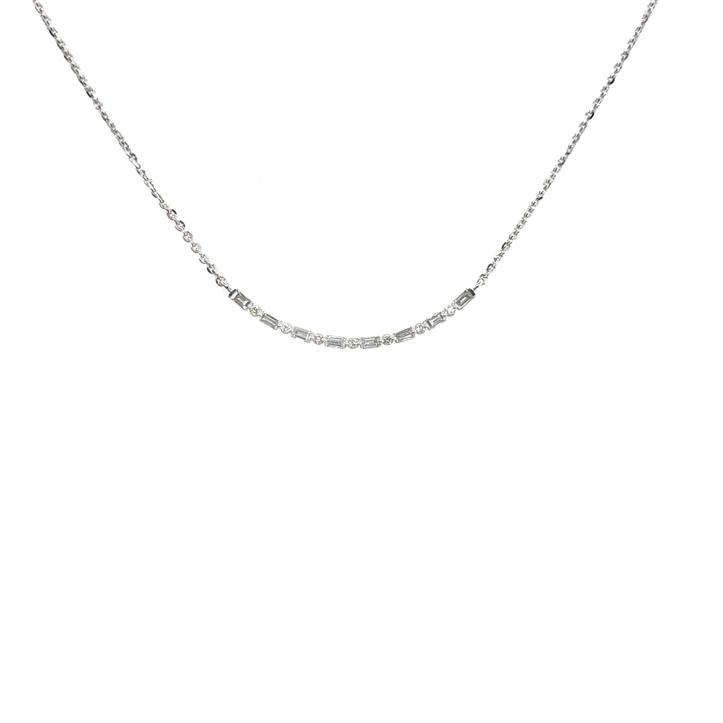 Diamond Baguette Pattern Bar Necklace