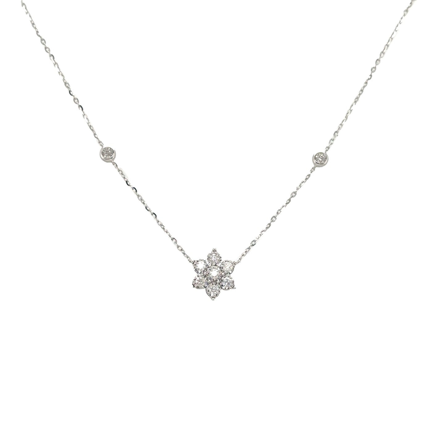 Diamond Flower Illusion Set Necklace