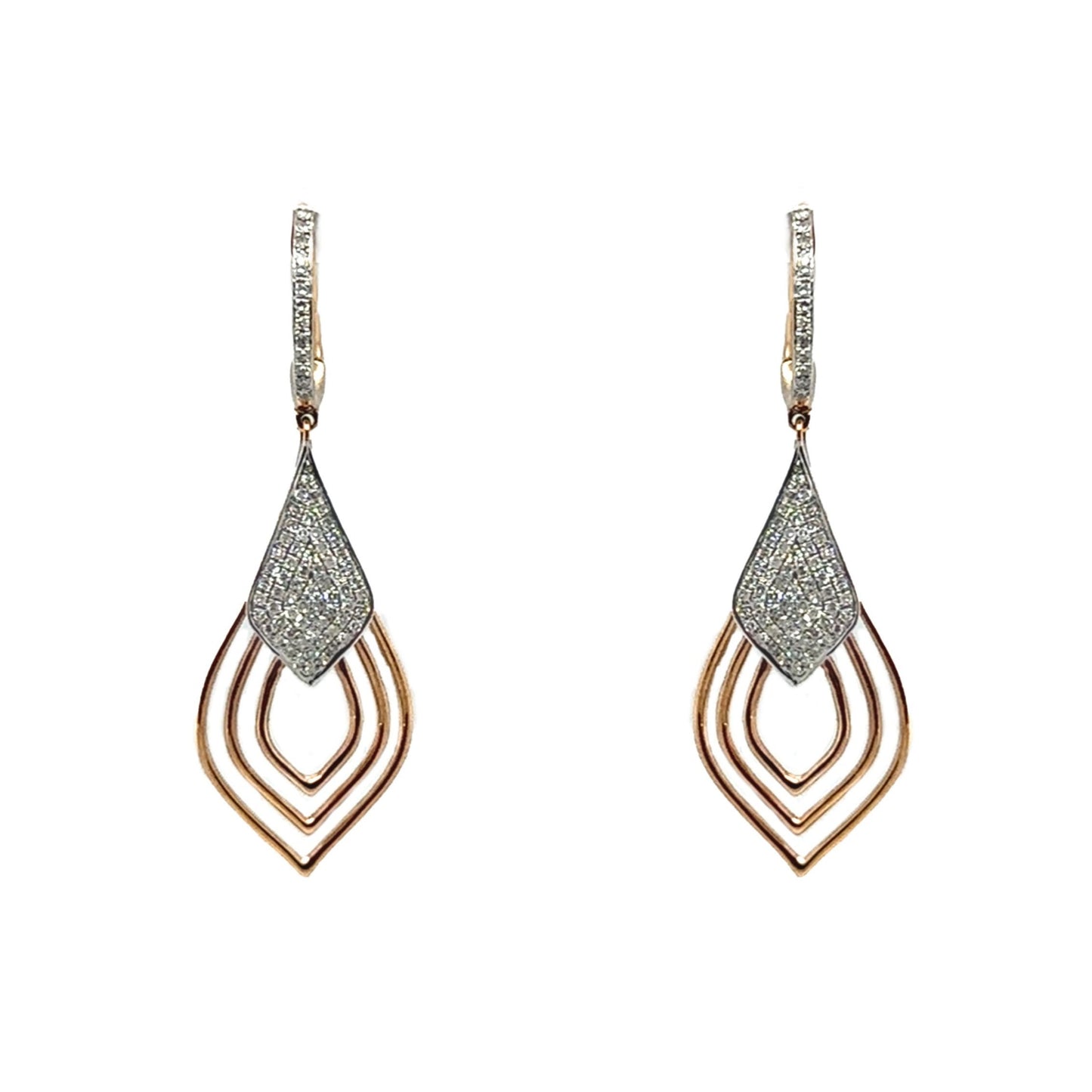 Hanging Earrings with Pave Diamond Design