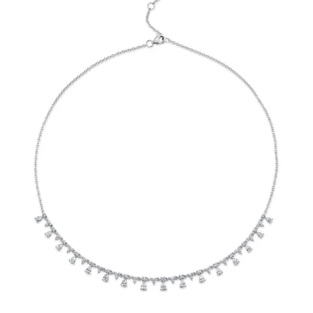 Hanging Pear Shape Diamond Statement Necklace