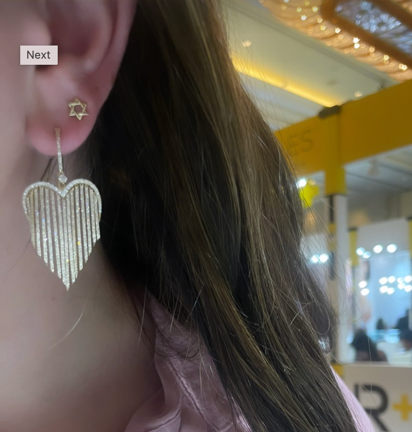 Diamond Heart Tassle Earrings