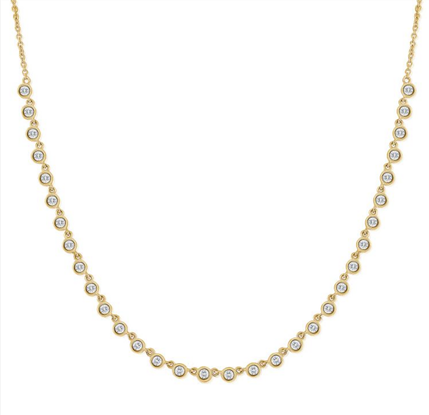 Bezel Set Half Tennis Necklace