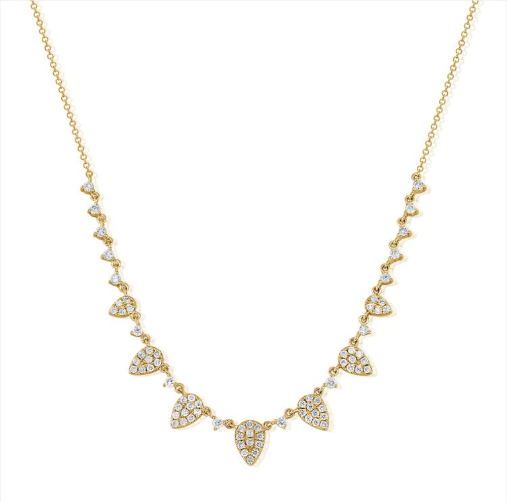 Diamond Pear Cluster Station Necklace