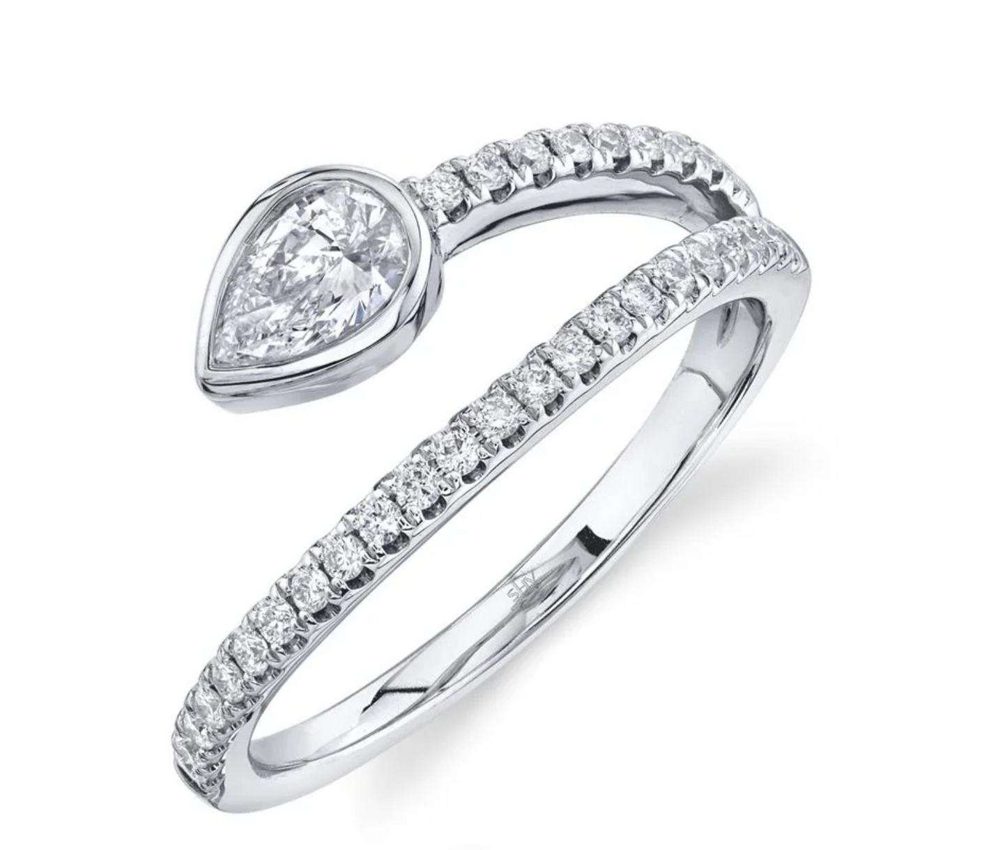 Diamond Wrap Ring with Bezel Set Pear