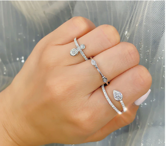 Diamond Wrap Ring with Bezel Set Pear