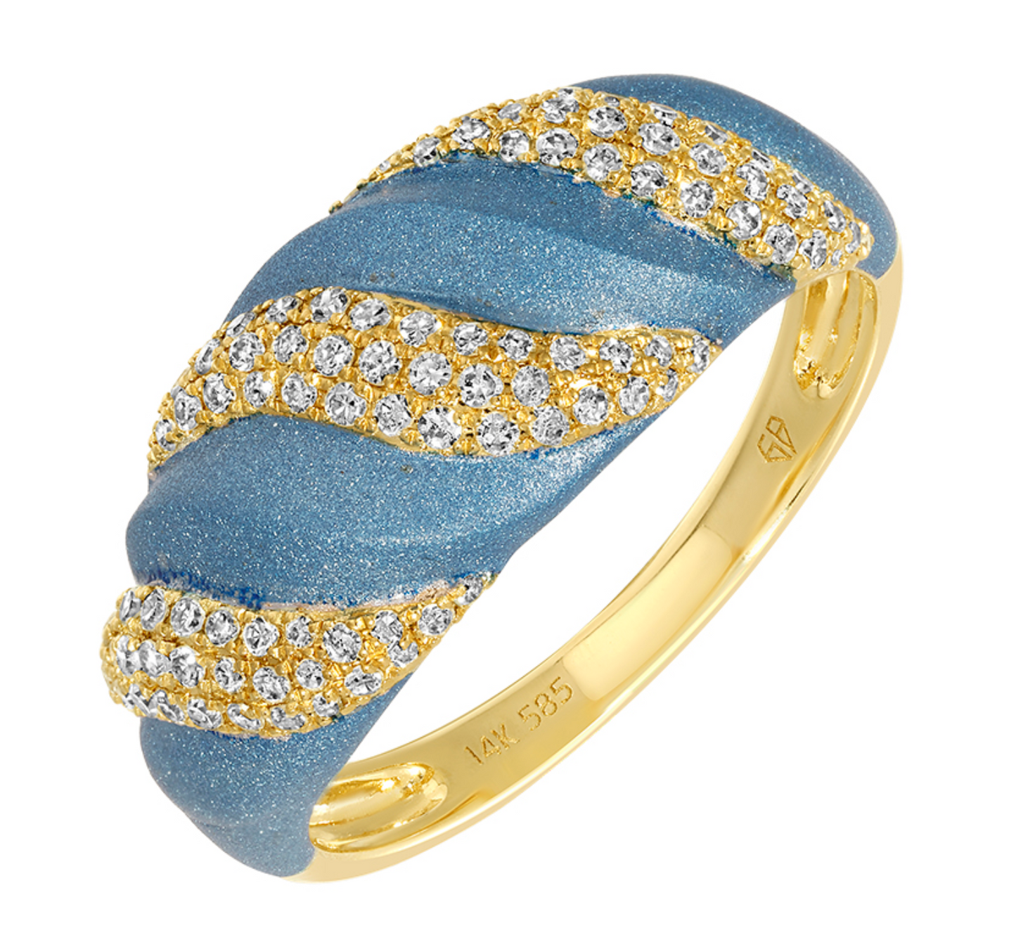 Blue Rhodium With Sparkle Sand Finished Diamond Ring