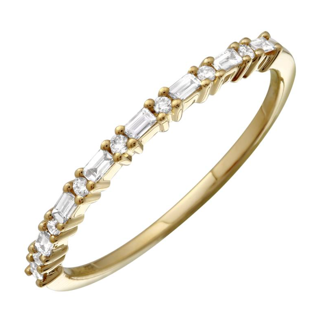 Baguette and Round Diamond Half Eternity Band