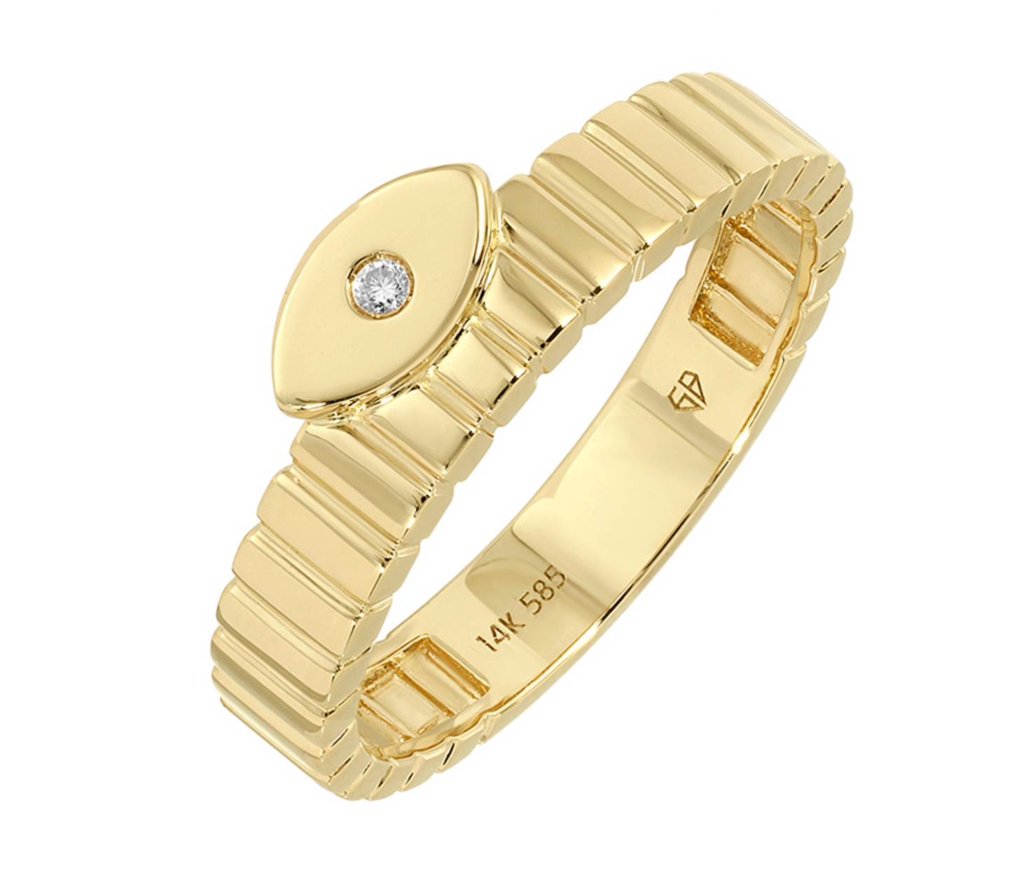 Eye Ribbed Ring with Diamond