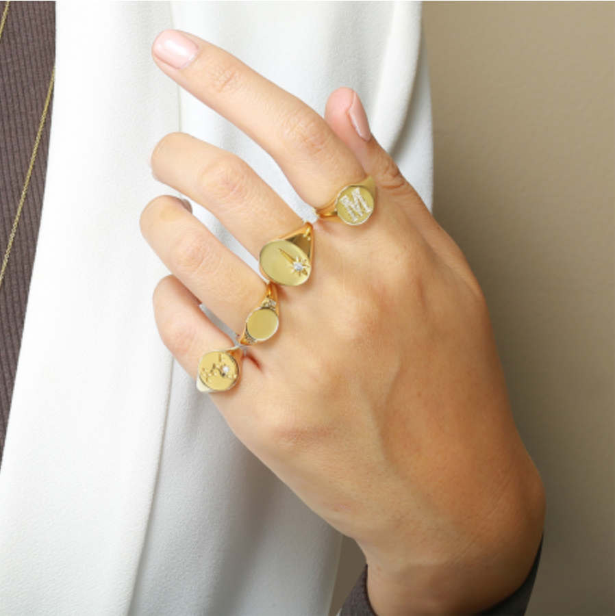 Diamond "S" Signet Ring