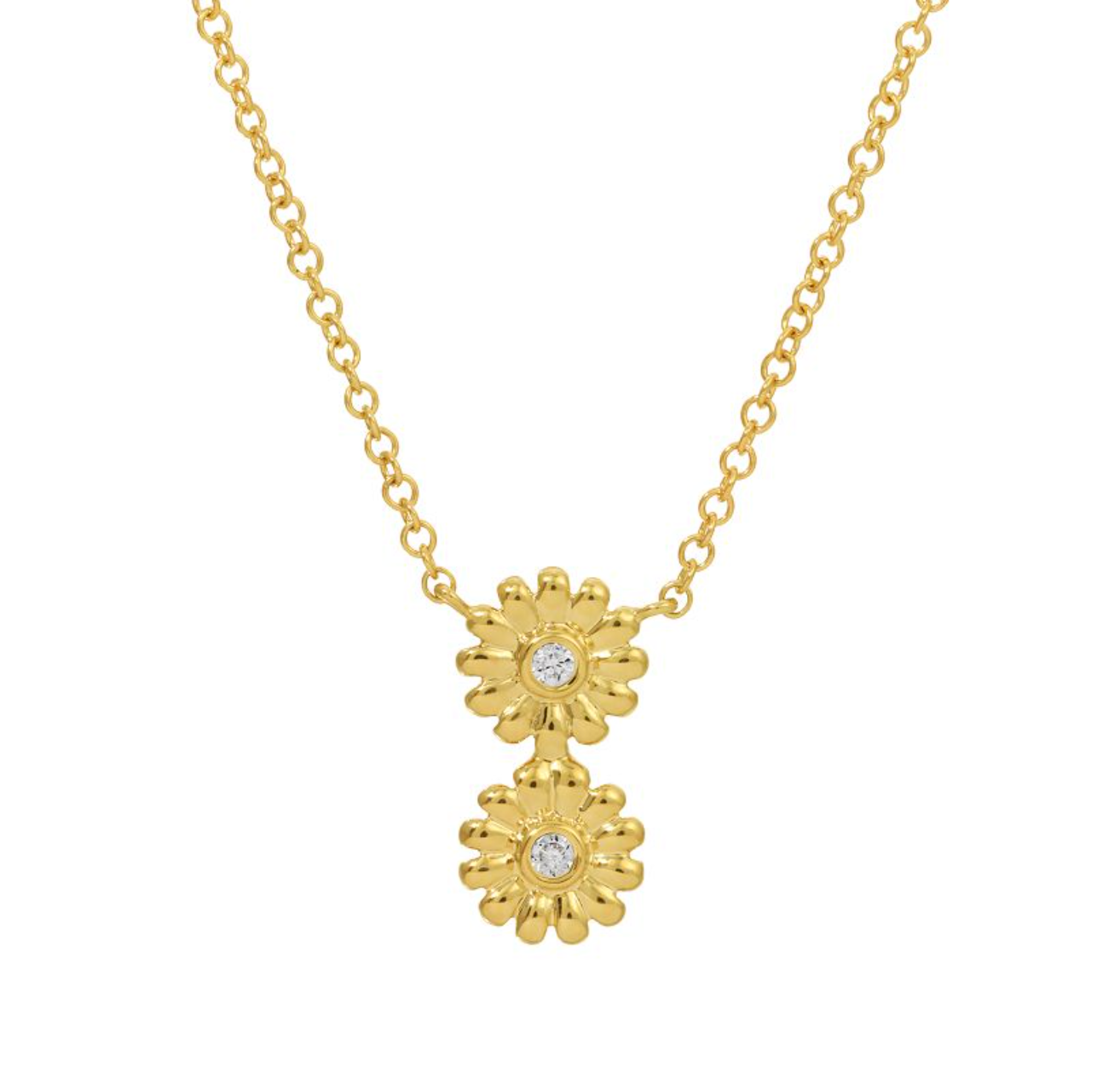 Diamond Sunflower Pendant Necklace