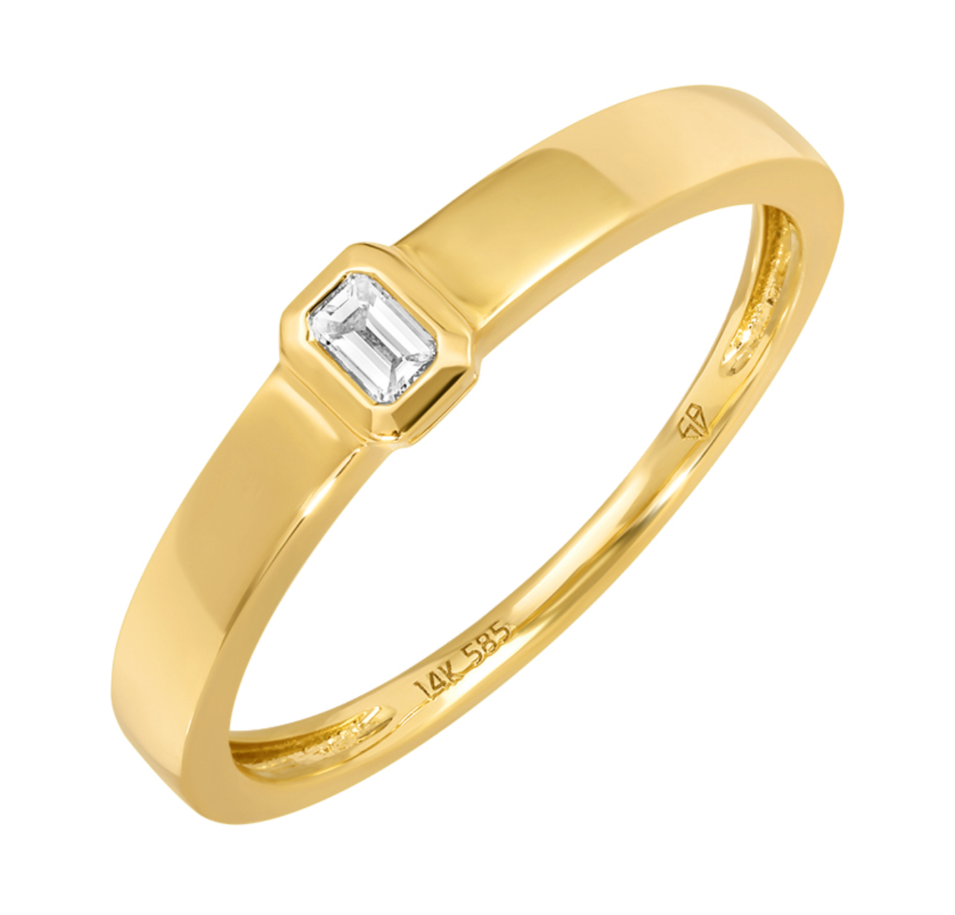 Bezel Set Emerald Diamond Ring