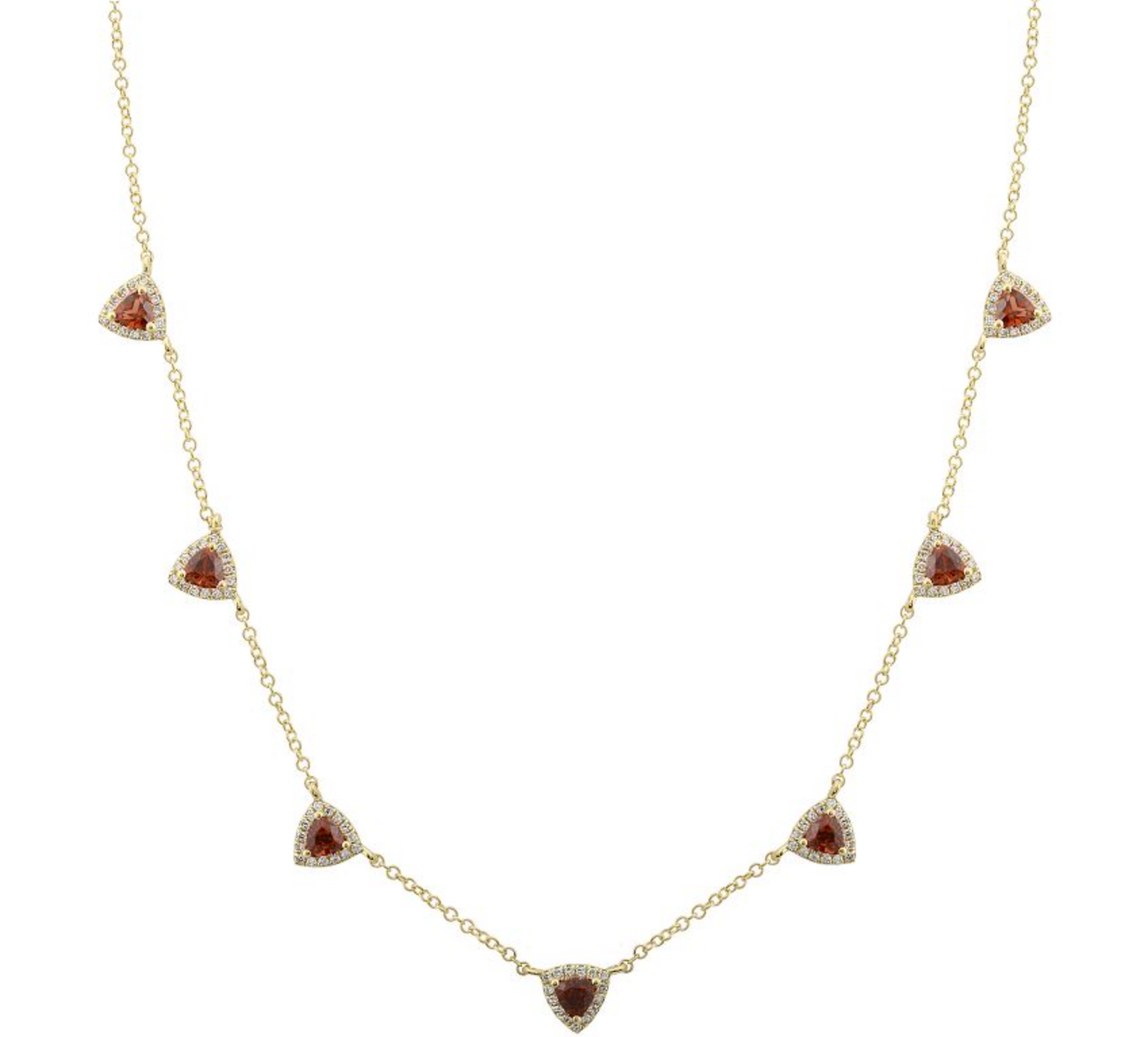 Trillion Garnet and Diamond Necklace