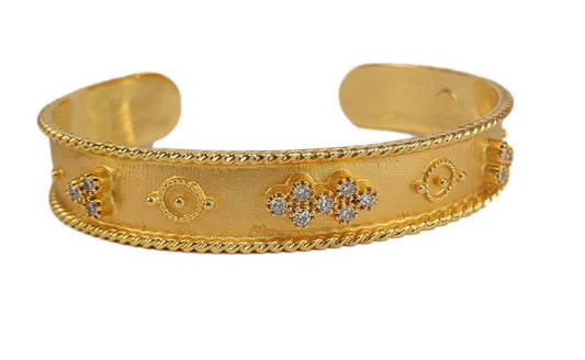 Hammered Gold Bangle with Diamonds