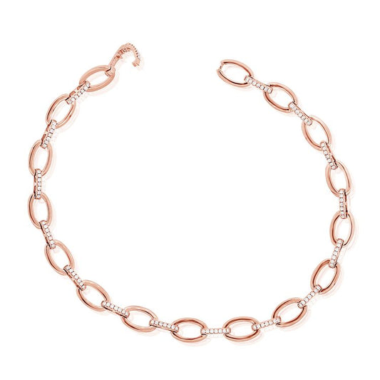 Gold Chain Bracelet with Diamond Links