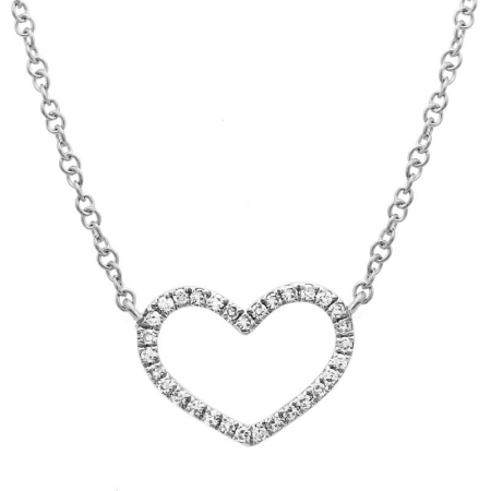 Diamond Heart Outline Necklace