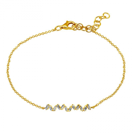 Baguette Diamond Zig-Zag Bar Bracelet