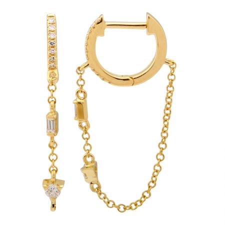 Diamond Chain Huggie Earrings