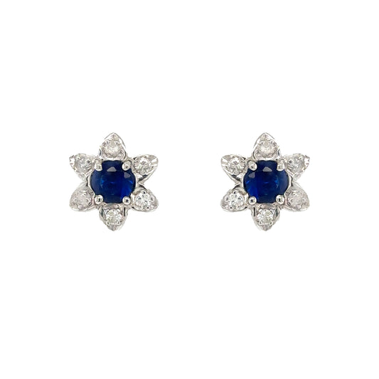 Sapphire and Diamonds floral studs