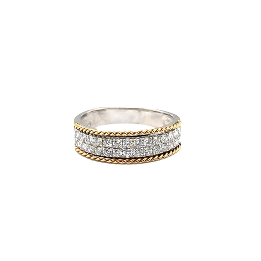 Two Tone Rope Diamond Ring