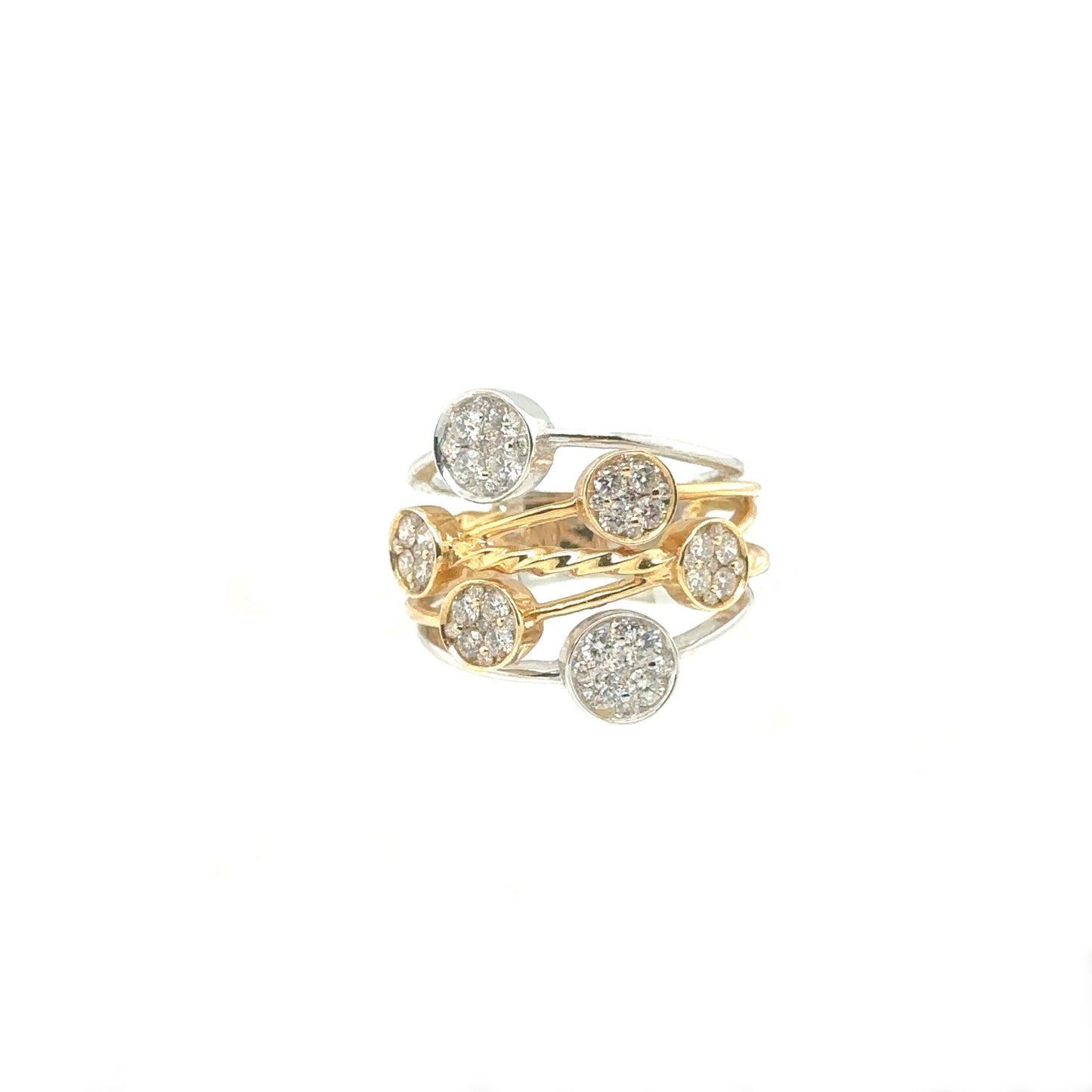 Two tone diamond cluster ring