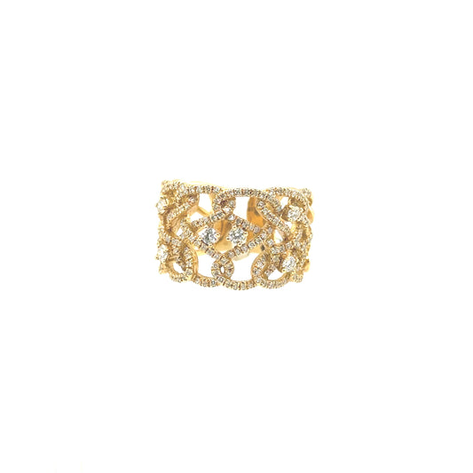 Yellow gold woven pave ring