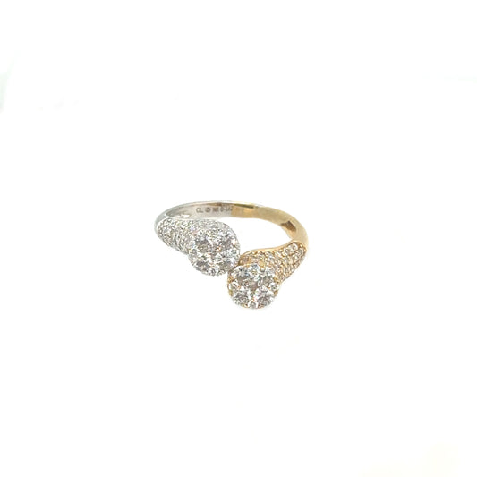 Two Tone Cluster Diamond Circle Ring