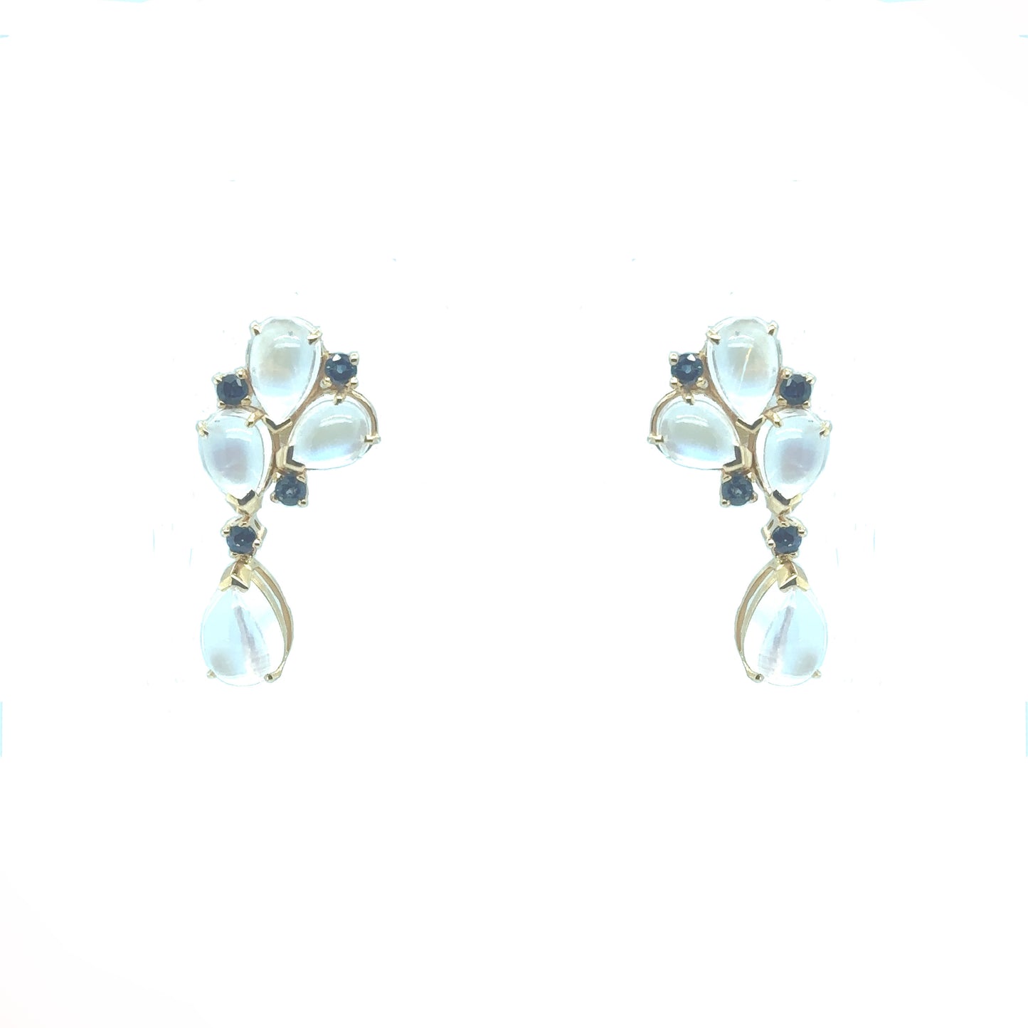 Moonstones and Sapphire Teardrops earrings