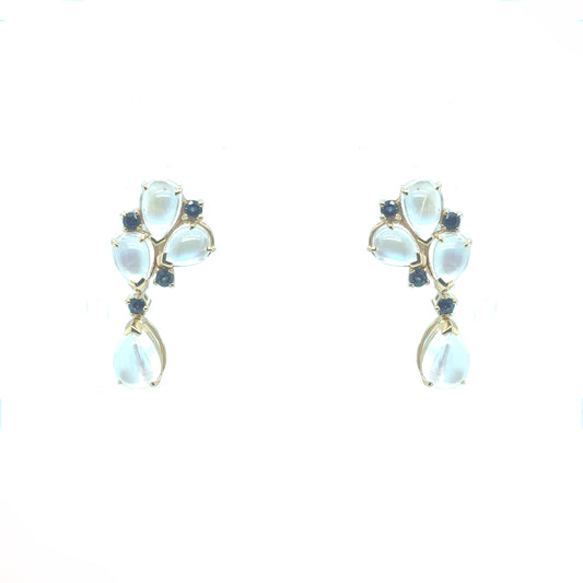 Moonstones and Sapphire Teardrops earrings