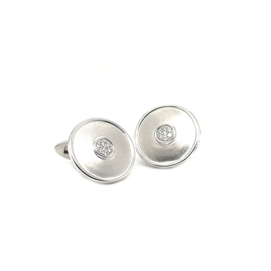 Brushed Round Diamond Cufflinks