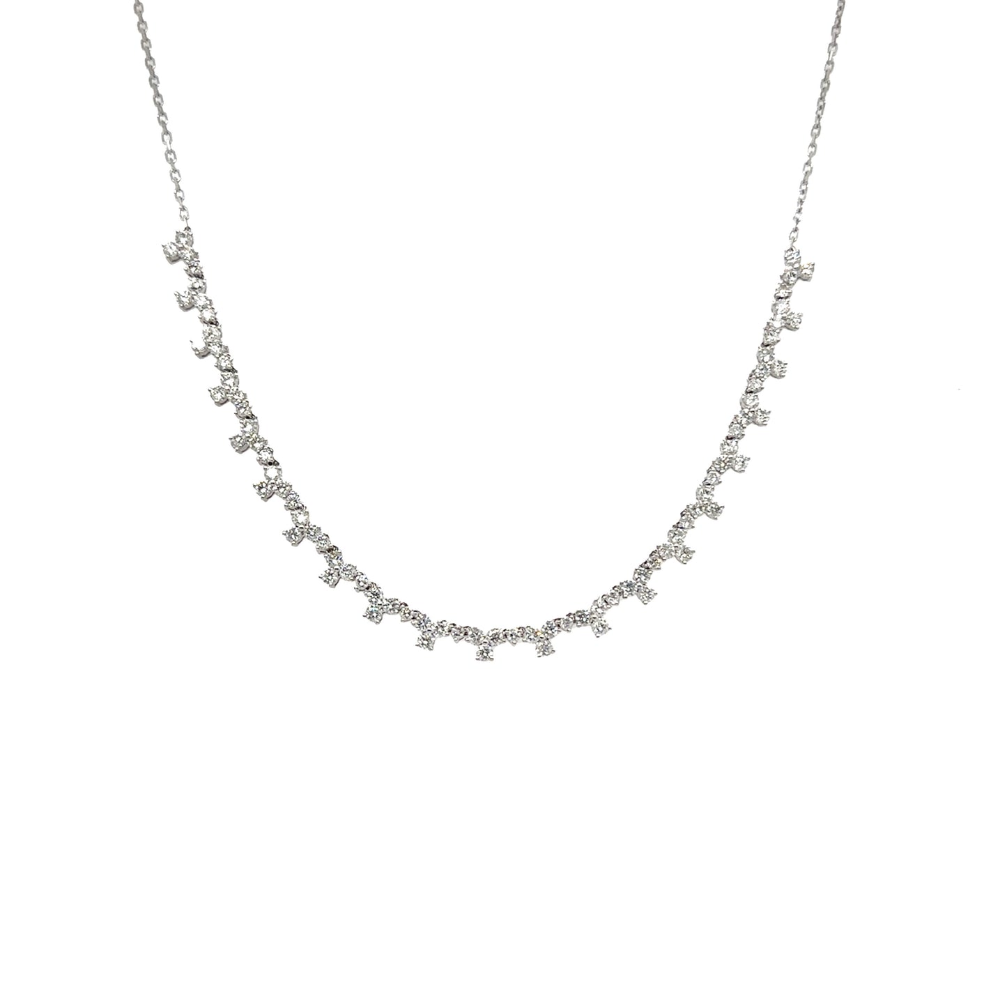 Tennis Style Necklace with Hanging Diamonds