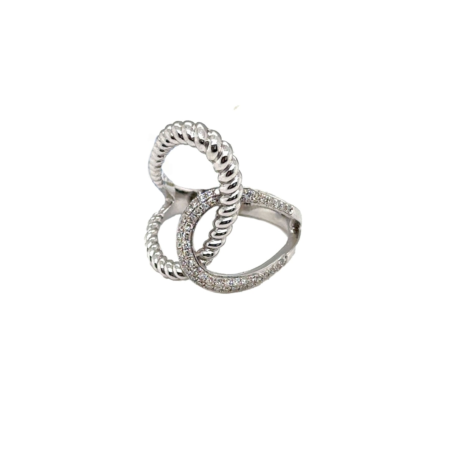 Rope and Diamond Crossover Ring