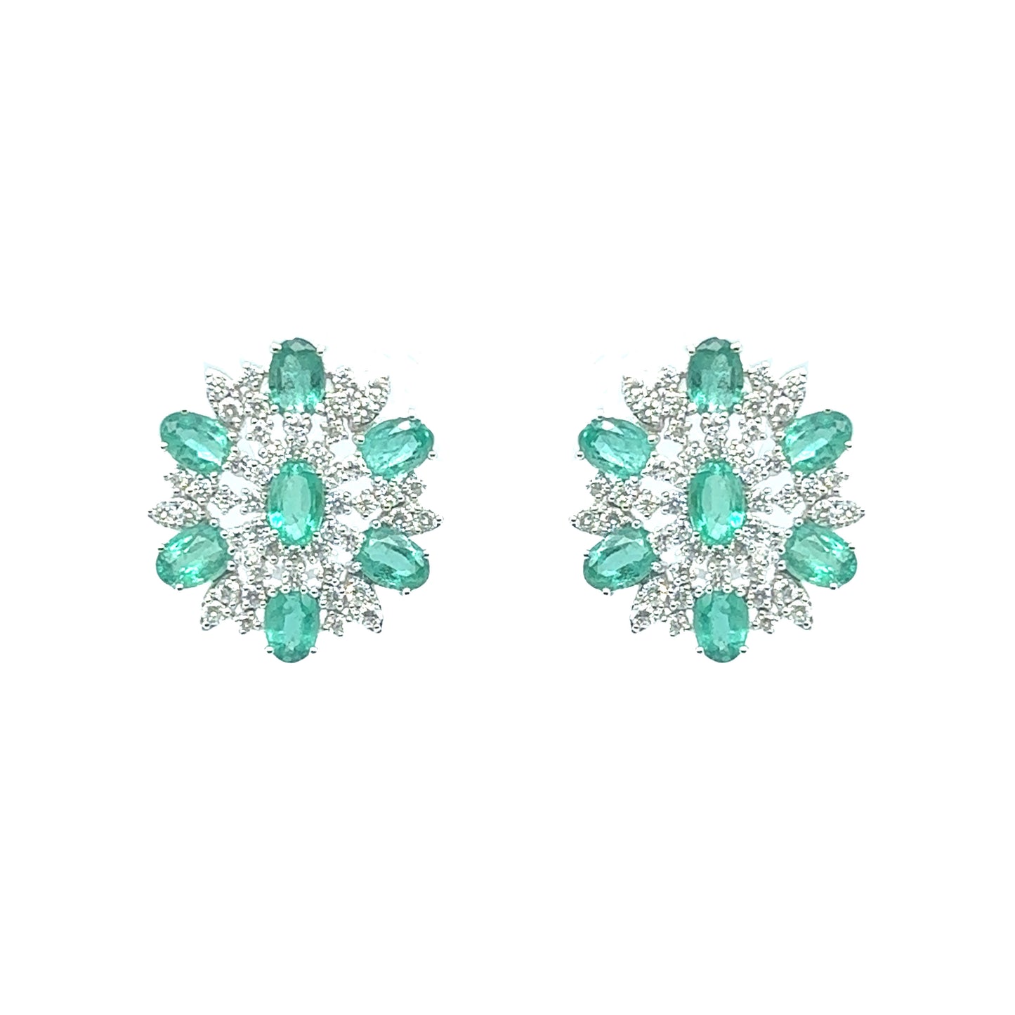 Emerald and Diamond Snowflake Studs