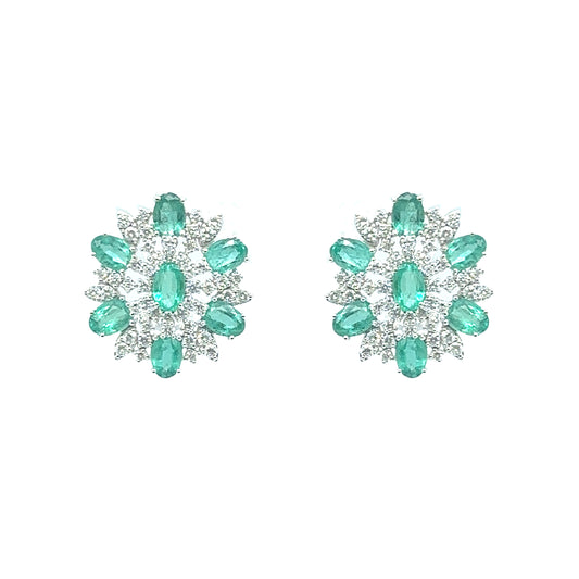 Emerald and Diamond Snowflake Studs