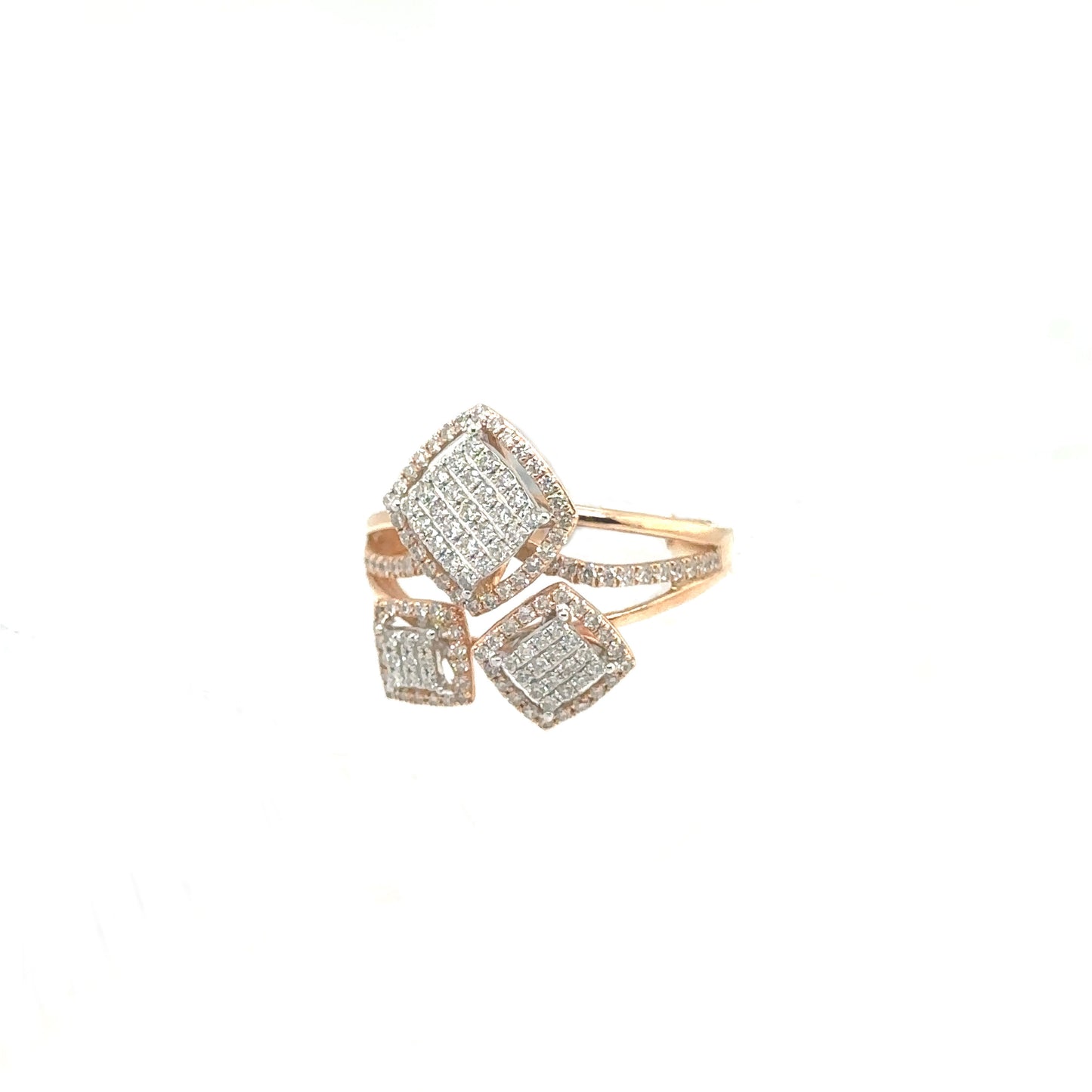 Rose Square Diamond Cluster Ring