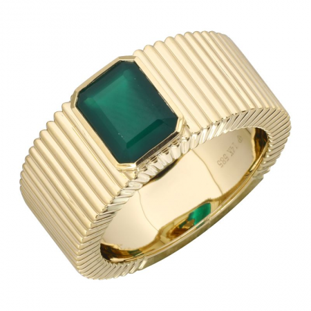 Fluted Gold and Green Agate RIng