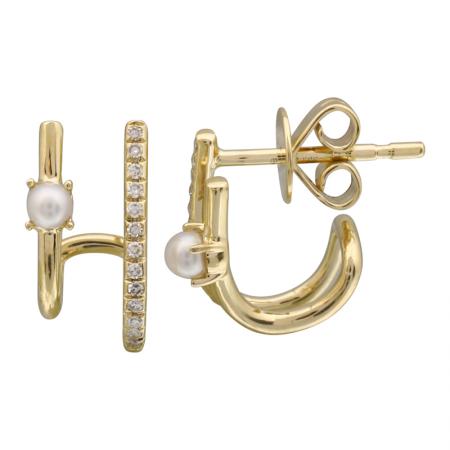 Pearl and Diamond Lobe Stud