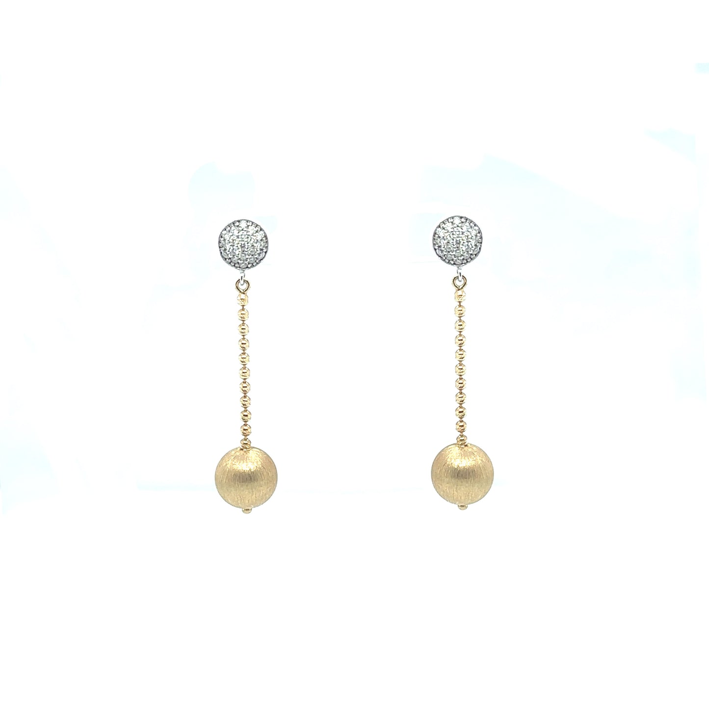 Brushed Gold hanging Diamond Earrings