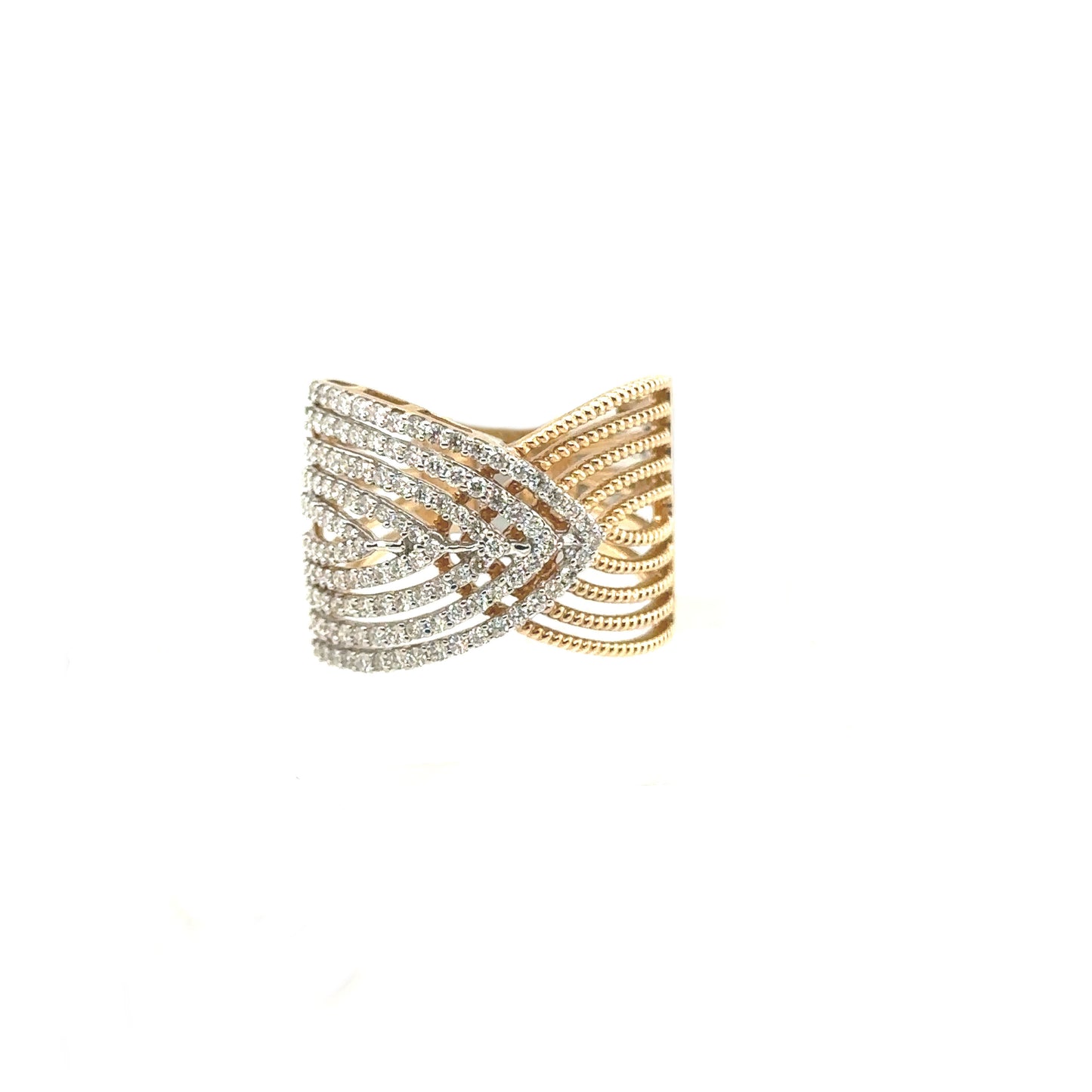 Pave diamond overlapping ring