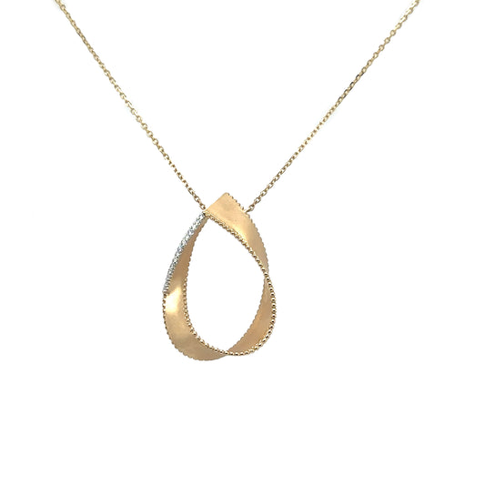 Pear Shape Brushed Pendant with Diamond Outline