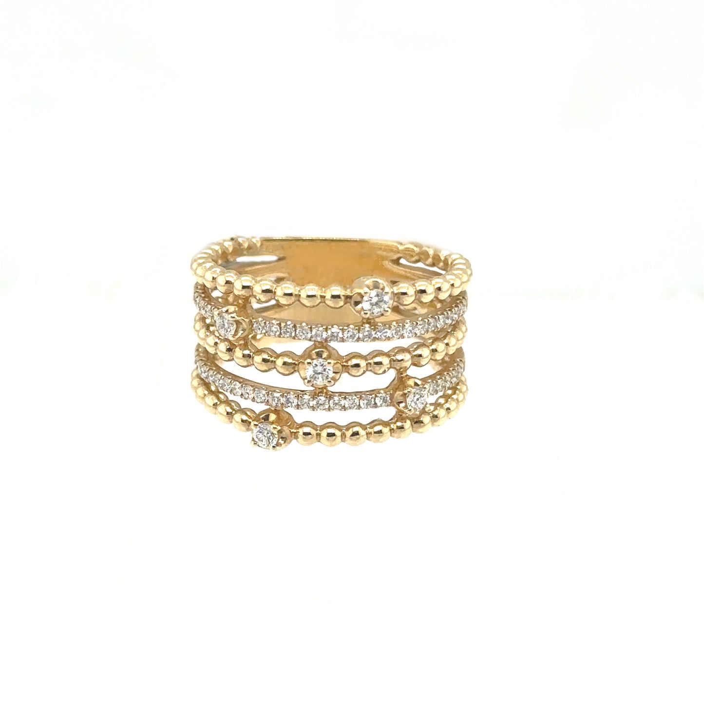 Layered Ball Gold and Diamond Ring