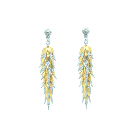 Long Diamond Hanging Leaf Earrings