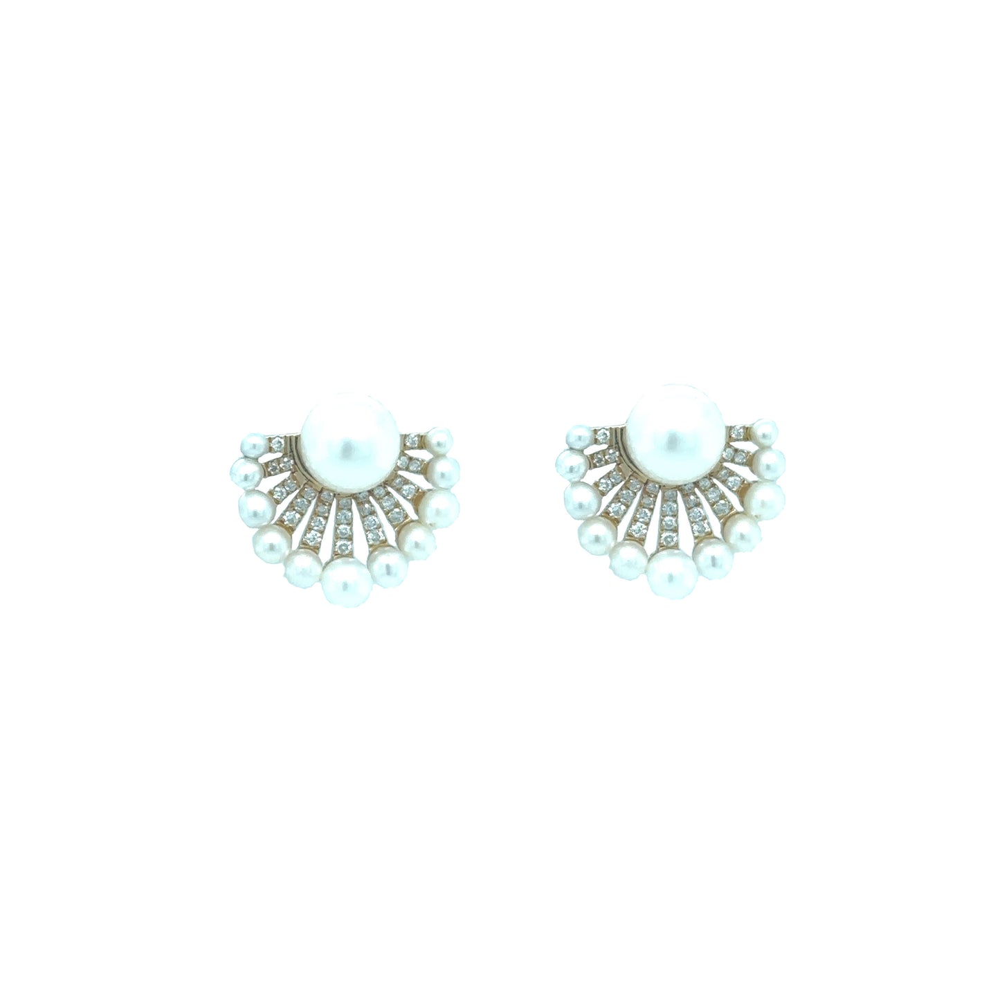 Diamond and Pearl Fan Studs