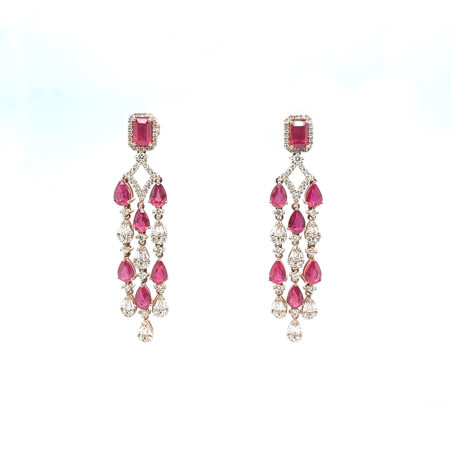 Ruby and Aguette Hanging Statement Earrings