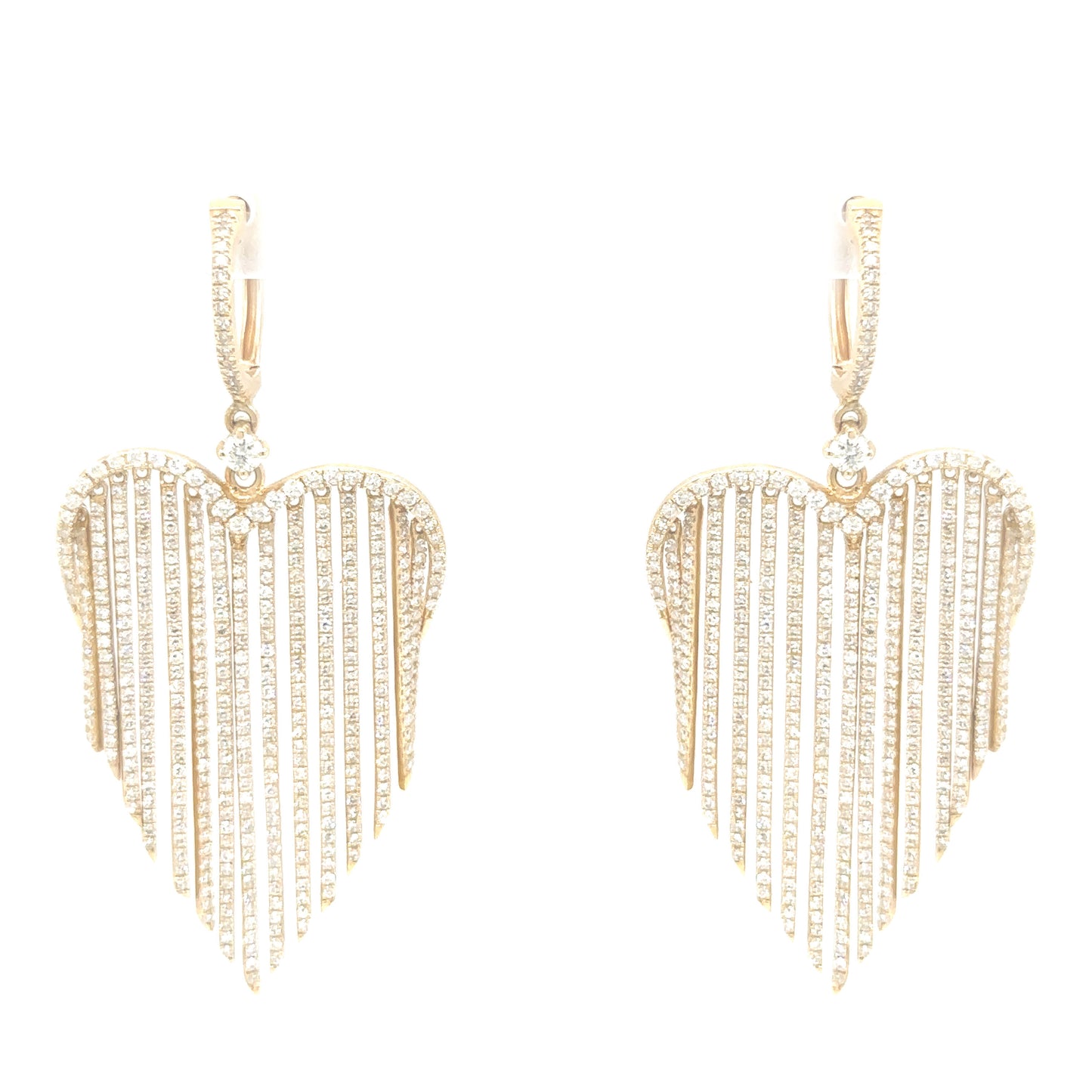 Diamond Heart Hangle Tassle Earrings